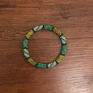 Teal multi color sea bead bracelet
